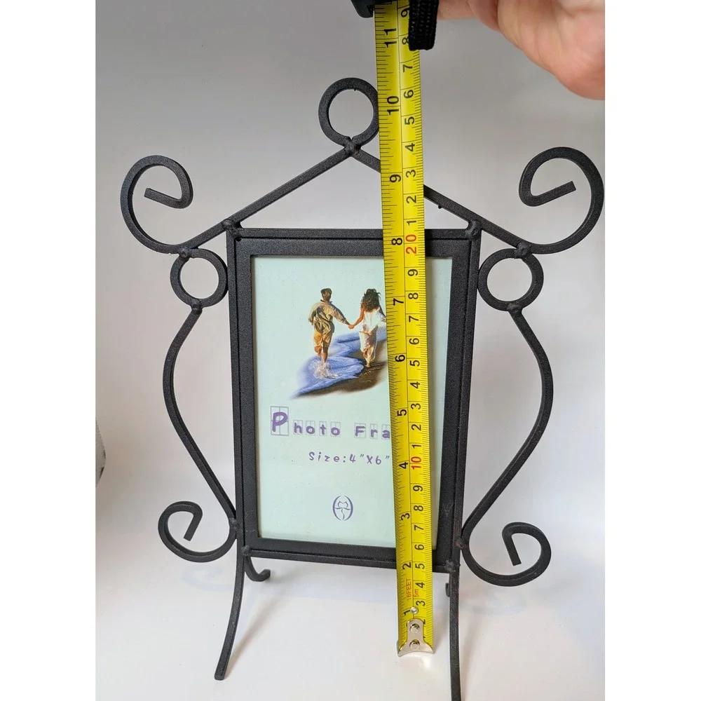 Vintage Wrought Iron Scroll Tabletop Photo Frame